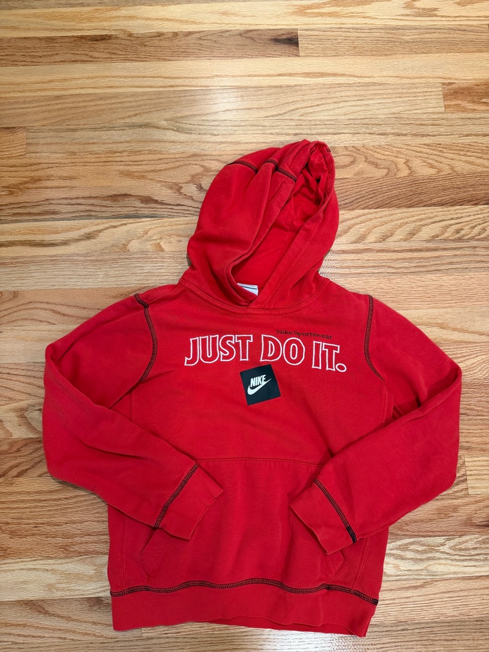 Nike Sportswear Just Do It Red Pullover Hoodie Size M